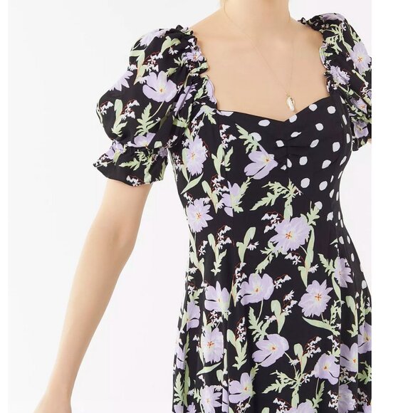 Urban Outfitters Margarete Mixed Print Assymetrical Maxi Dress - Picture 2 of 6